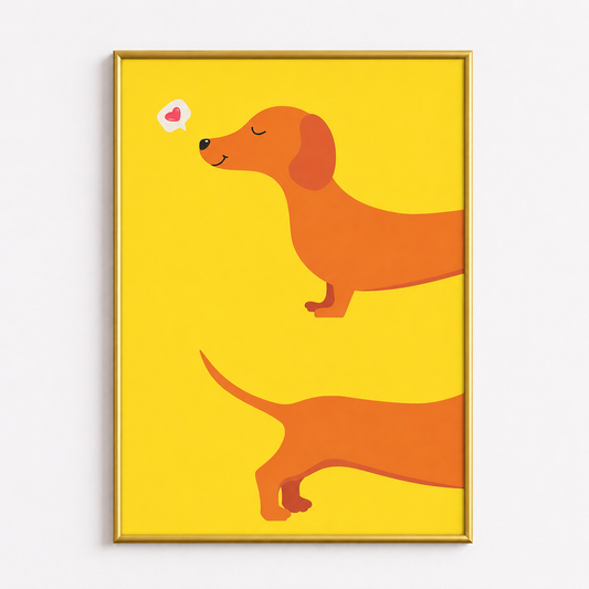Happy Dachshund Poster – Cute Dog Nursery Wall Art