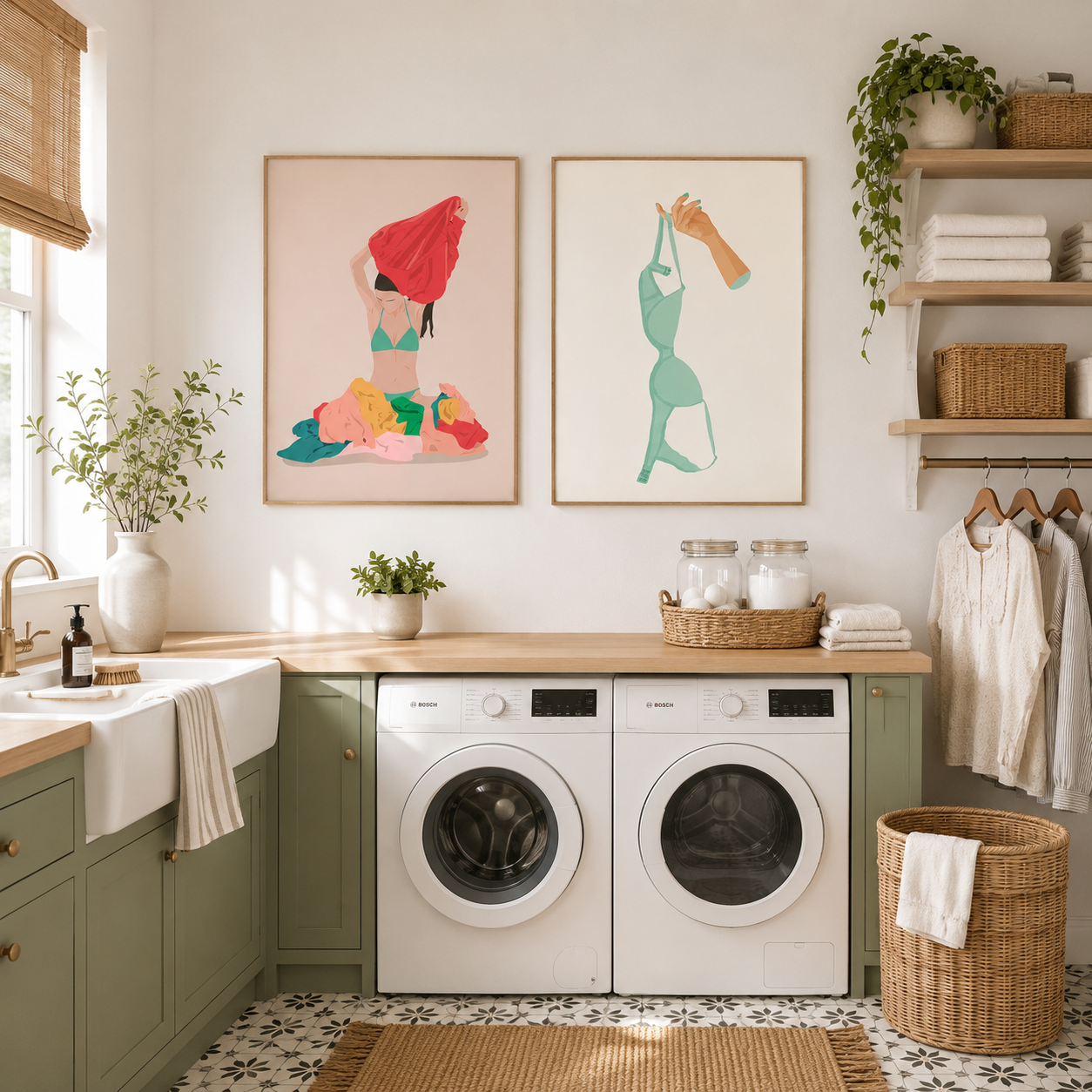 Freshly Washed – Minimalist Laundry Room Poster