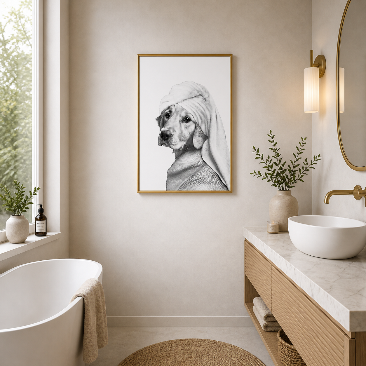 Cute Spa Dog Poster – Minimal Self Care Wall Art