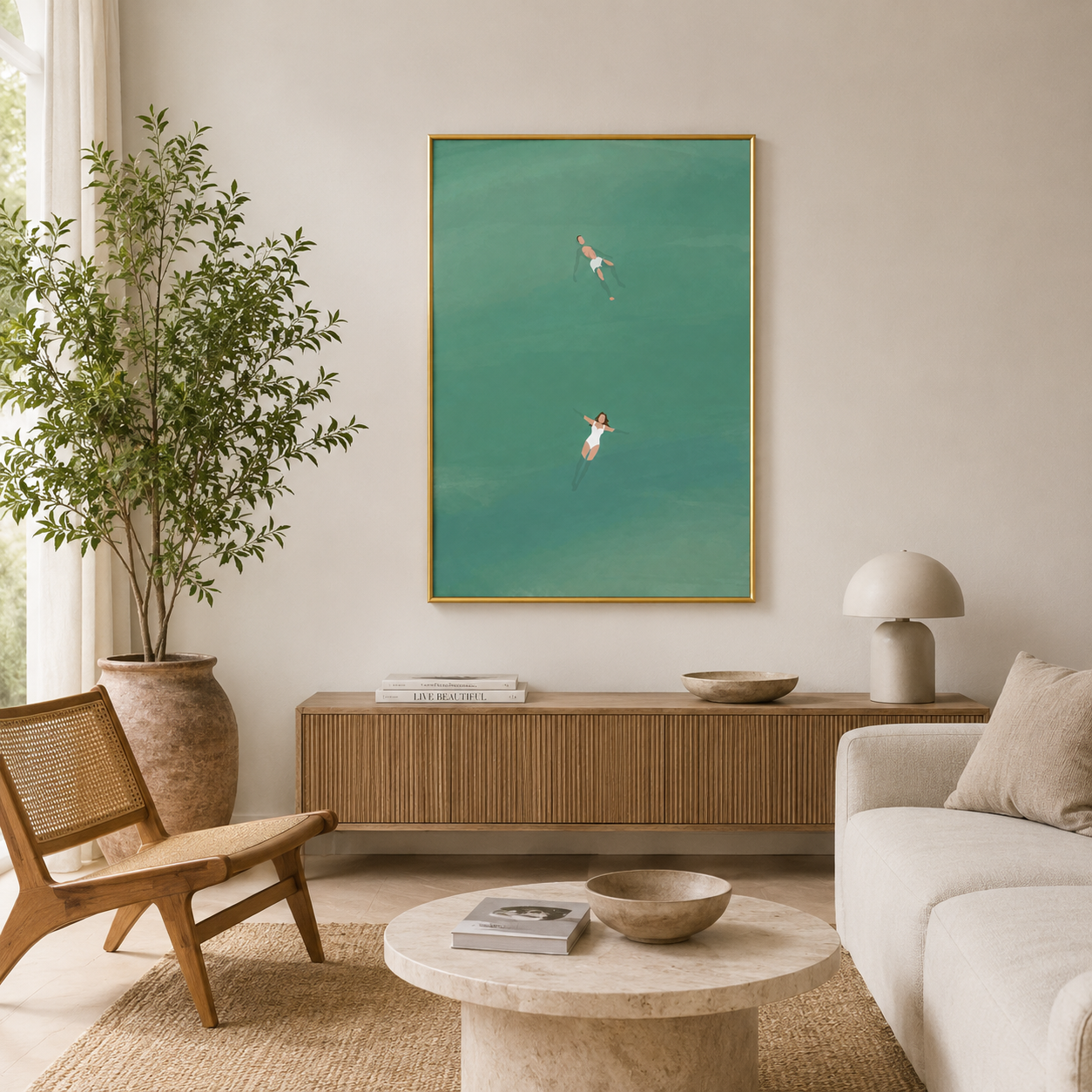 Drifting Together Poster – Minimalist Ocean Wall Art