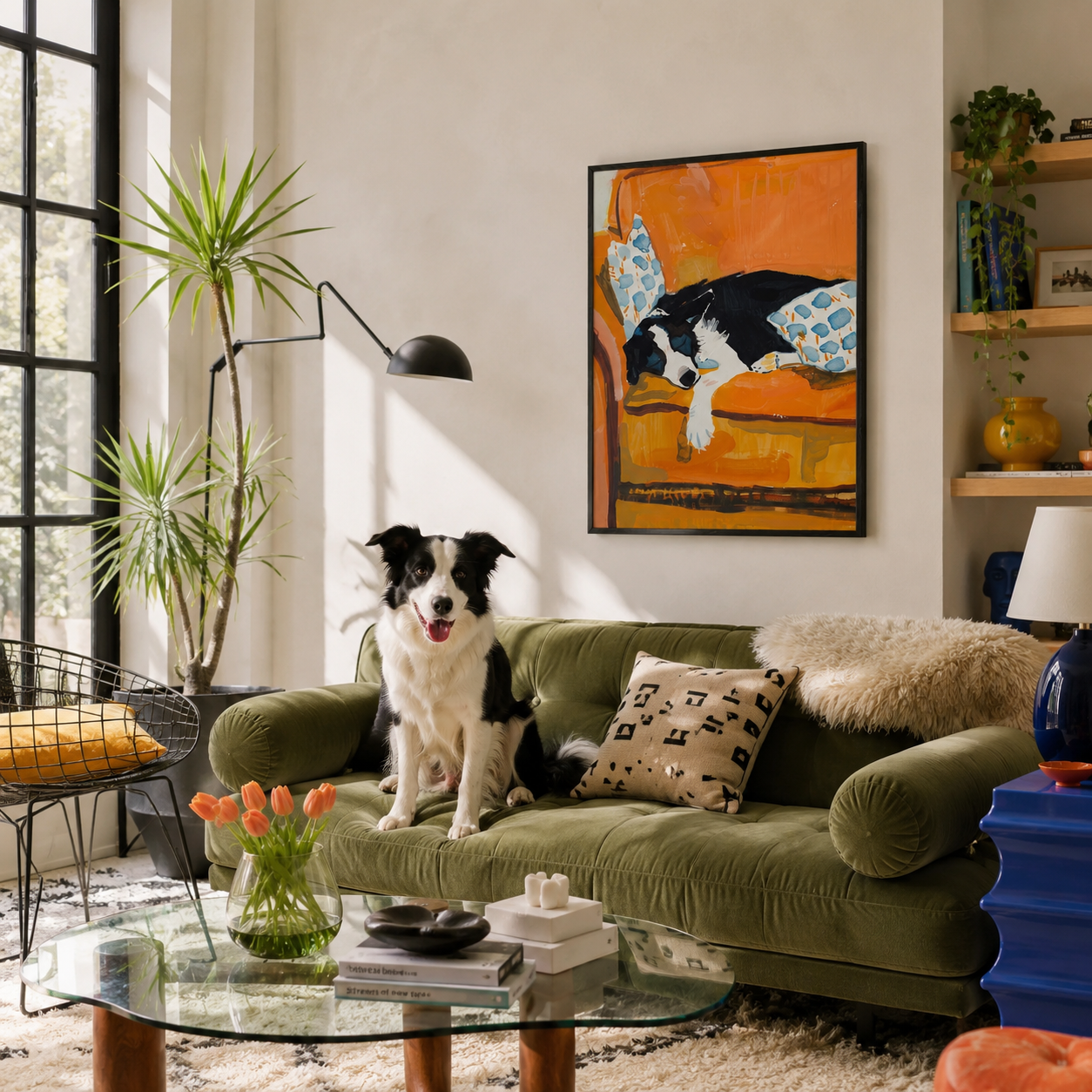Dreaming in Tangerine – Sleeping Border Collie Poster