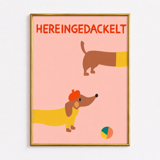 Playful Dachshund Poster – Colorful Kids Room Wall Art