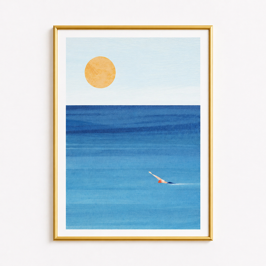 Golden Horizon – Minimal Ocean Wall Art Poster
