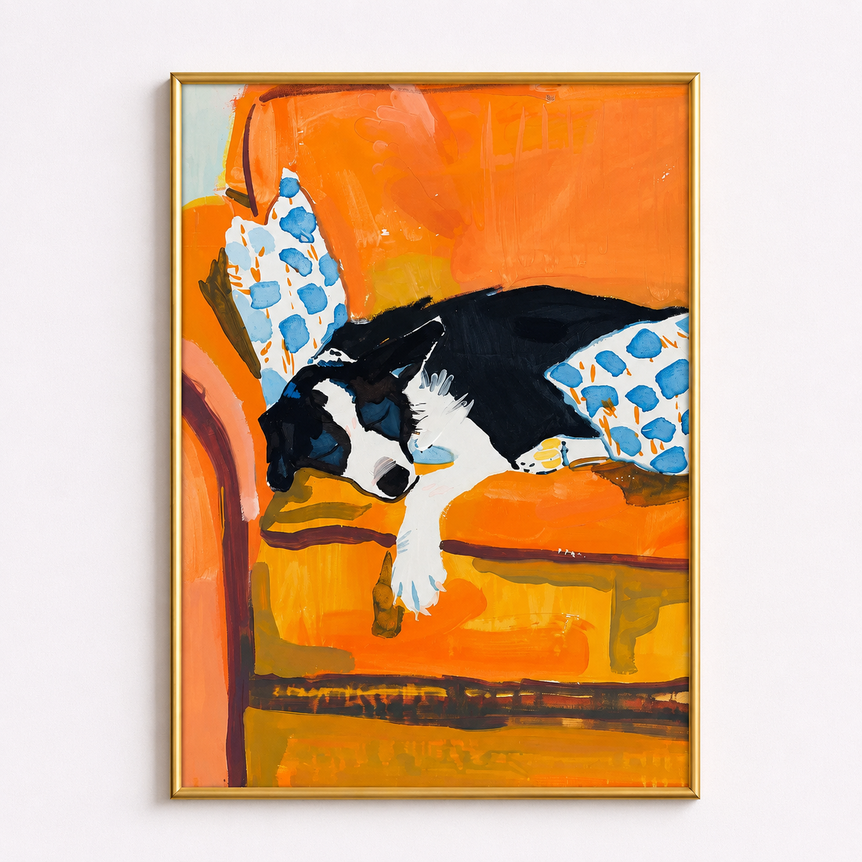 Dreaming in Tangerine – Sleeping Border Collie Poster