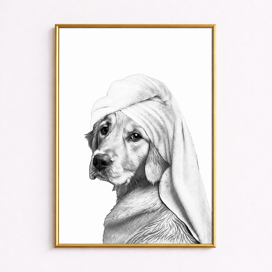 Cute Spa Dog Poster – Minimal Self Care Wall Art