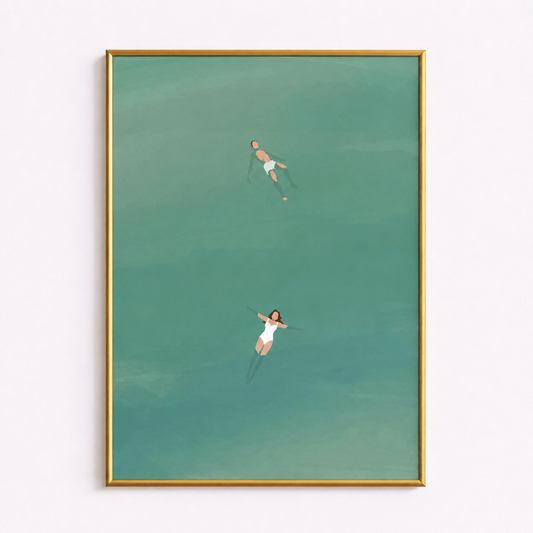 Drifting Together Poster – Minimalist Ocean Wall Art