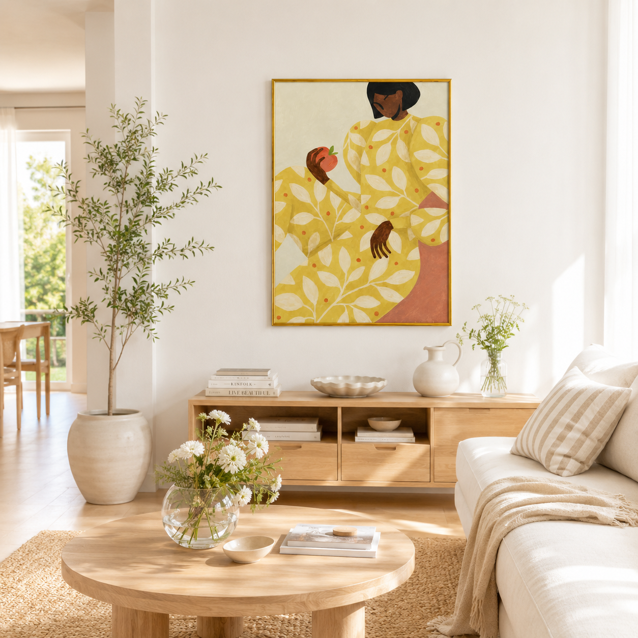 Golden Harvest Muse Poster – Modern Botanical Portrait