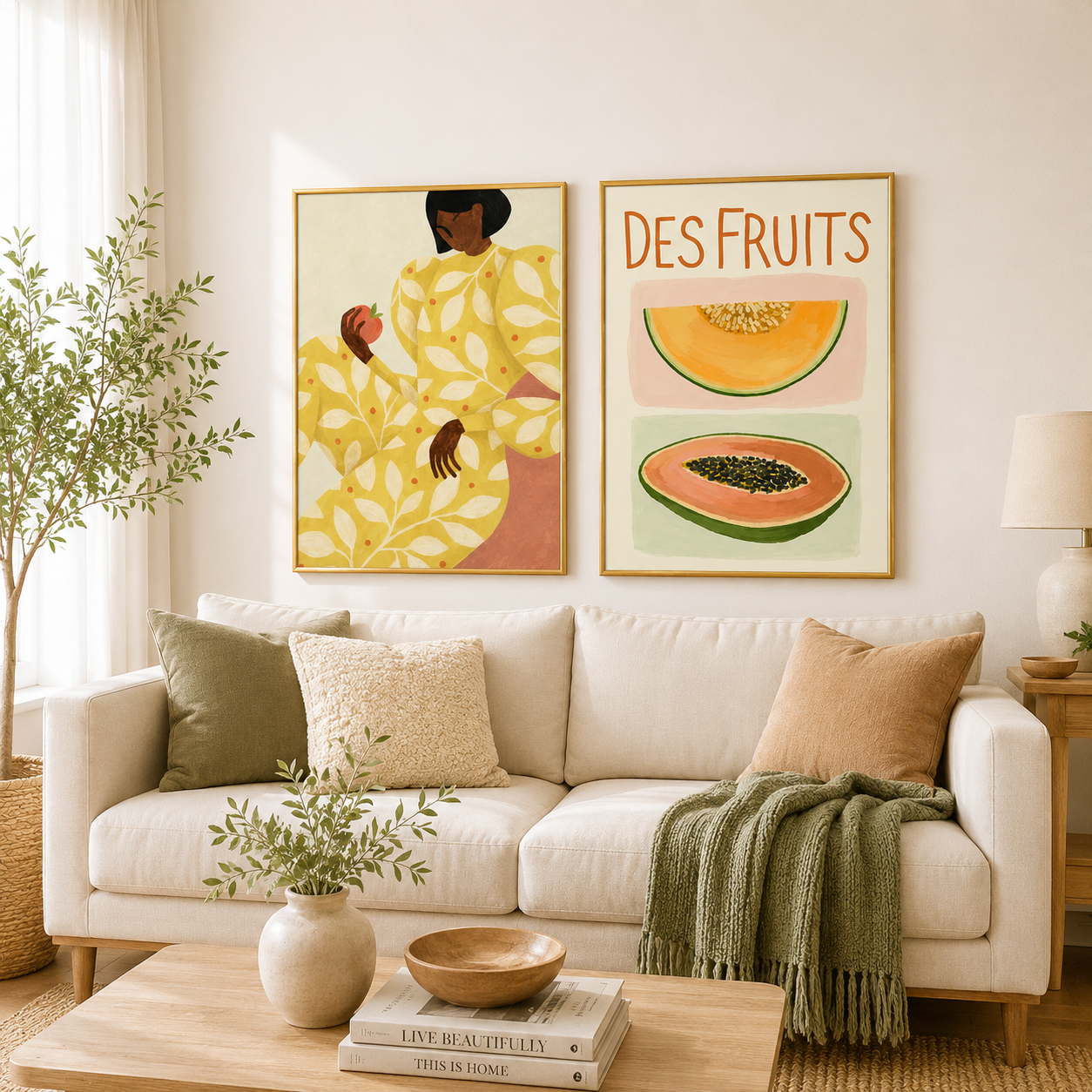 Golden Harvest Muse Poster – Modern Botanical Portrait