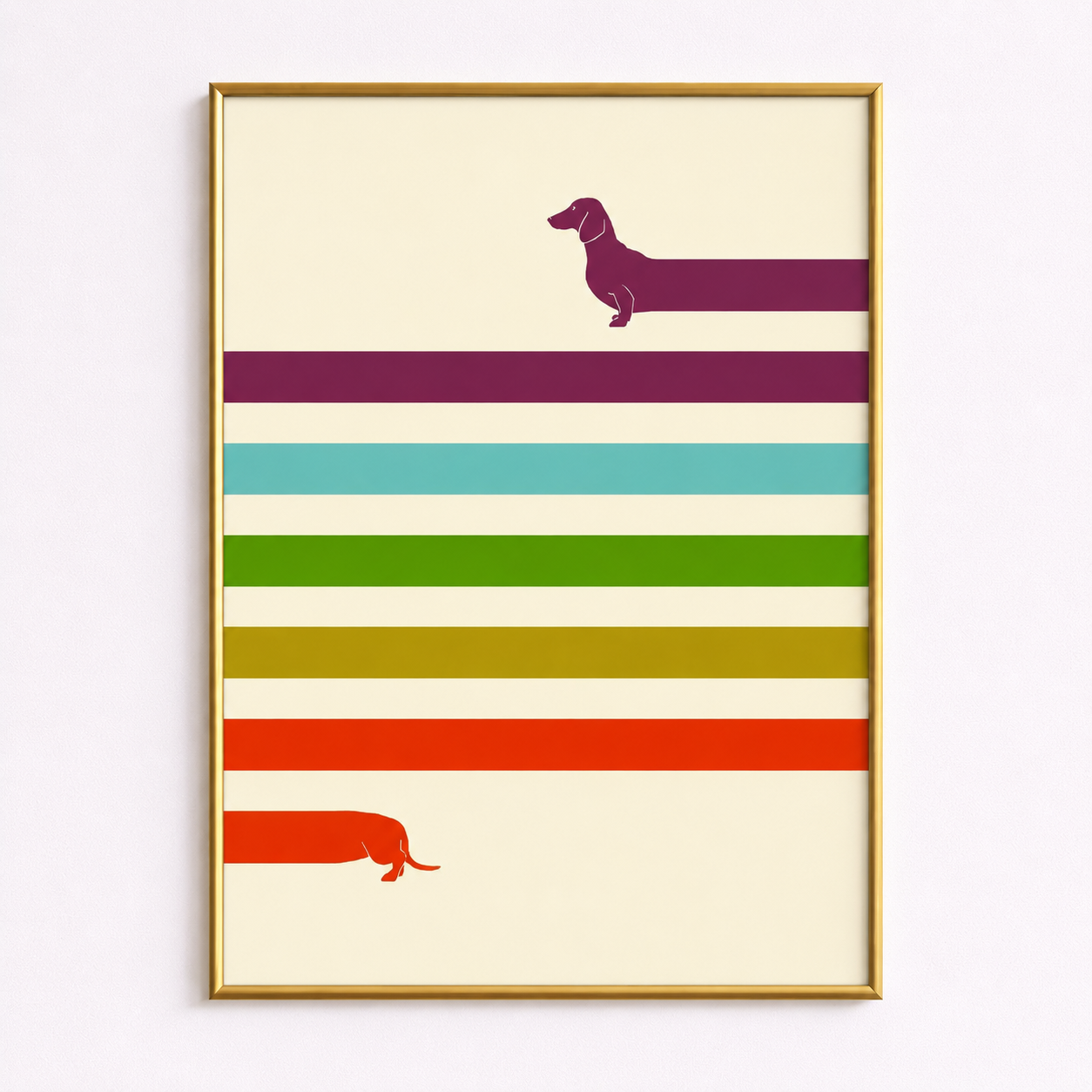 Colorful Dachshund Lines Poster – Modern Dog Wall Art