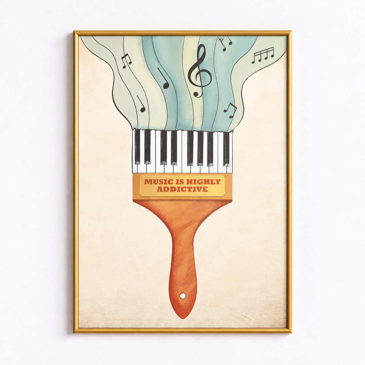 Music Is Highly Addictive Retro Piano Art Poster