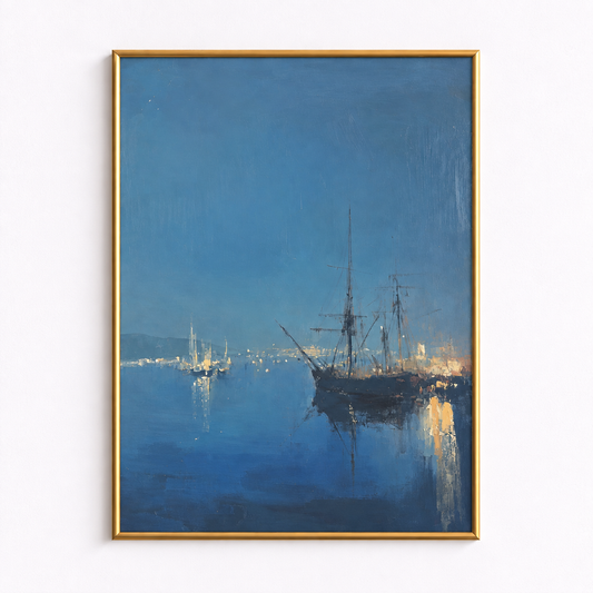 Harbour After Dark Moody Coastal Poster