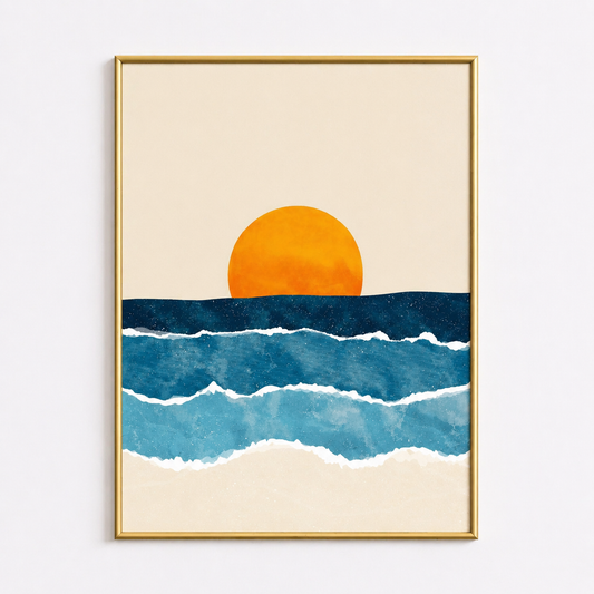 Sunset Waves – Modern Coastal Wall Art Poster