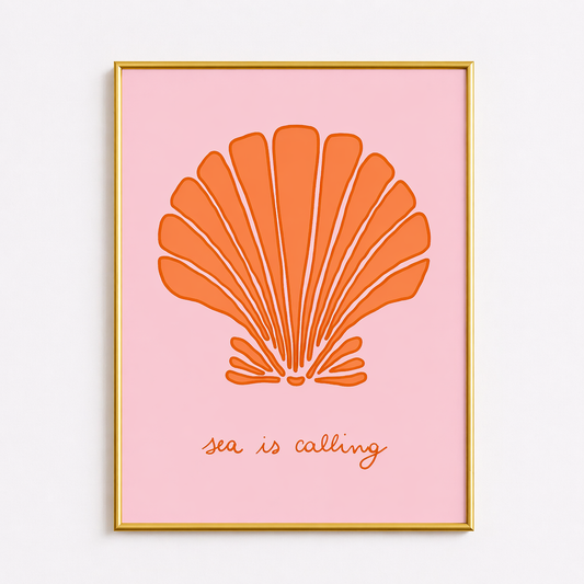 Sea Is Calling – Minimal Coastal Shell Wall Art