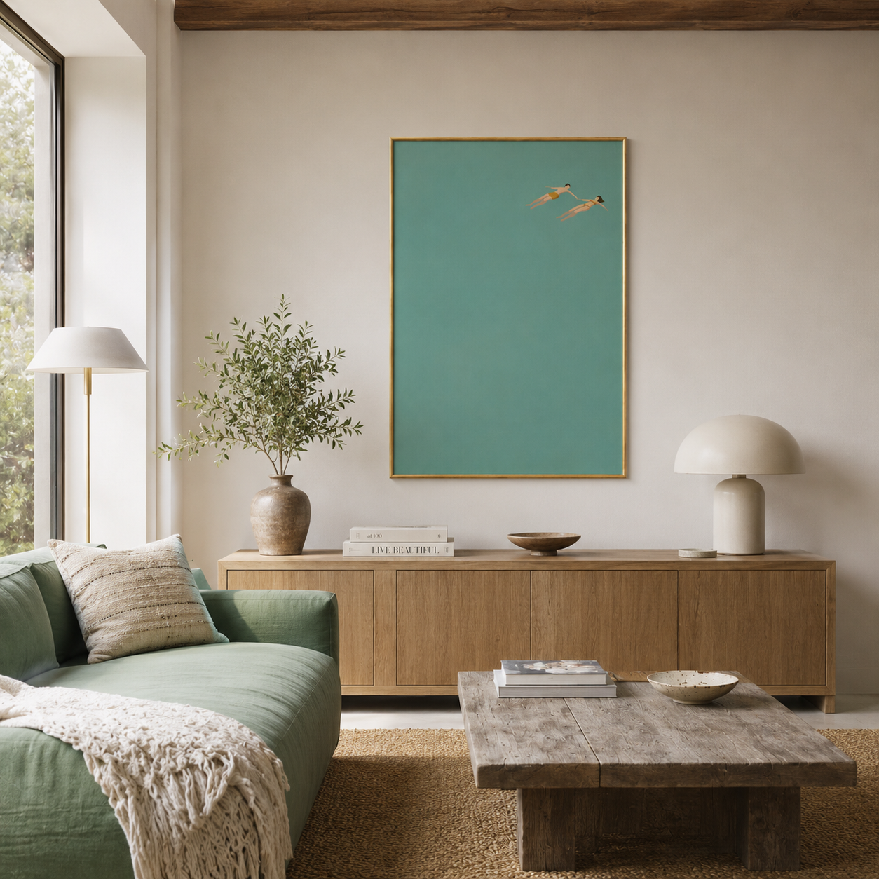 Floating Together Poster – Minimalist Ocean Wall Art