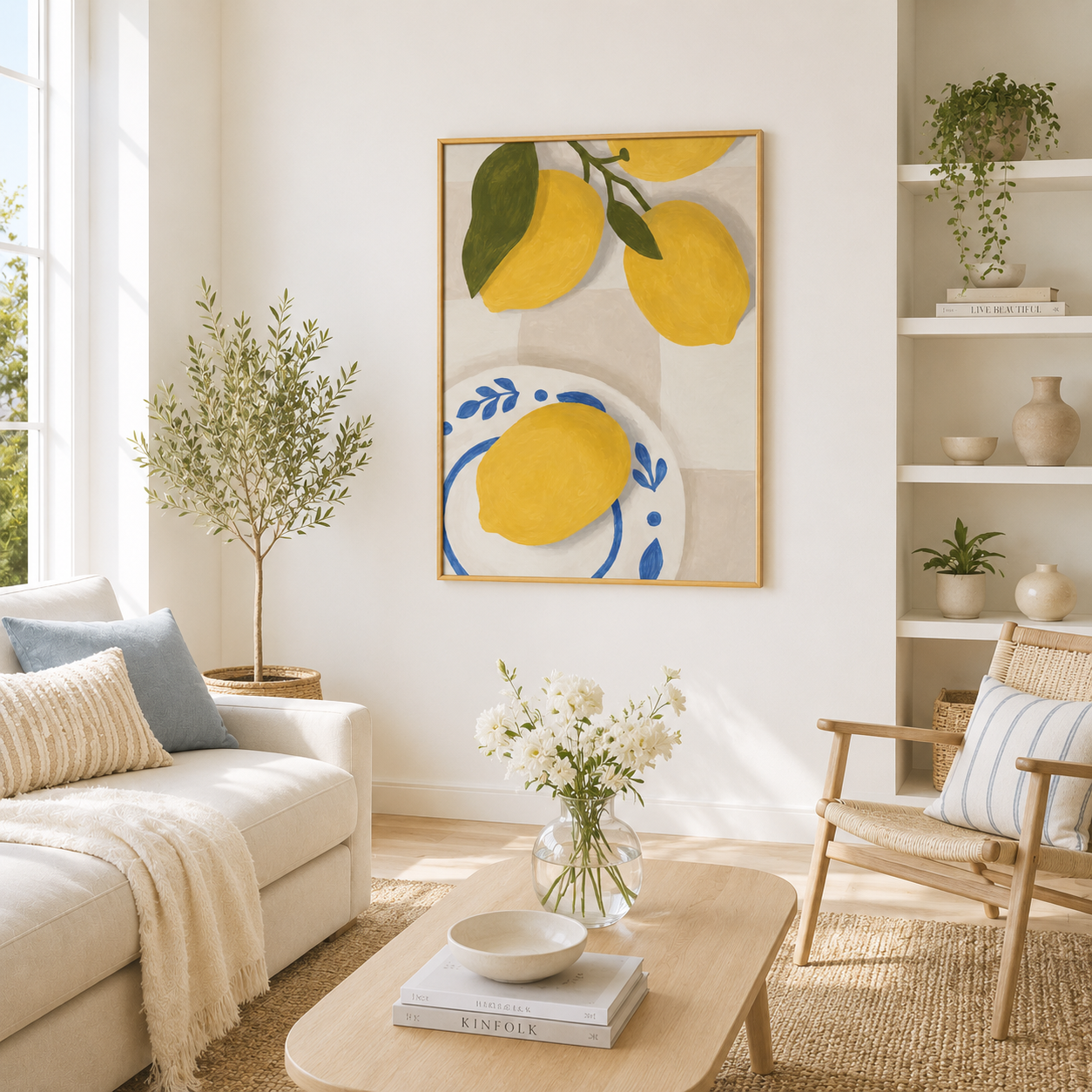 Mediterranean Lemons Poster – Coastal Kitchen Wall Art