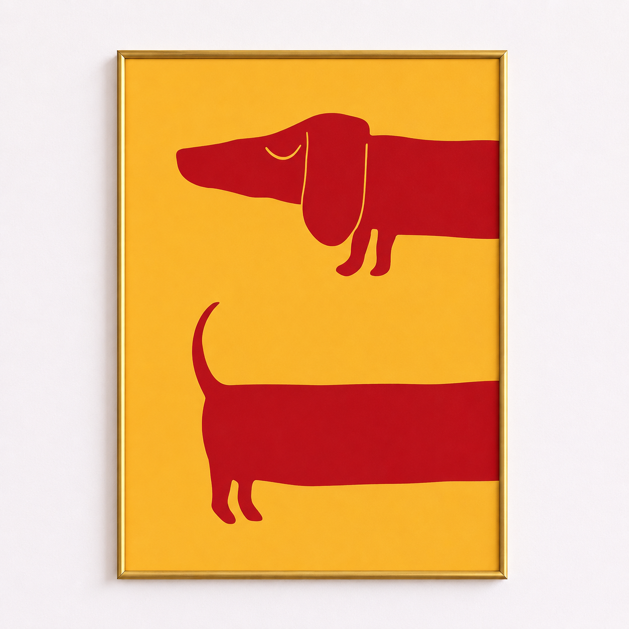 Red Dachshund Duo Poster – Minimal Dog Wall Art