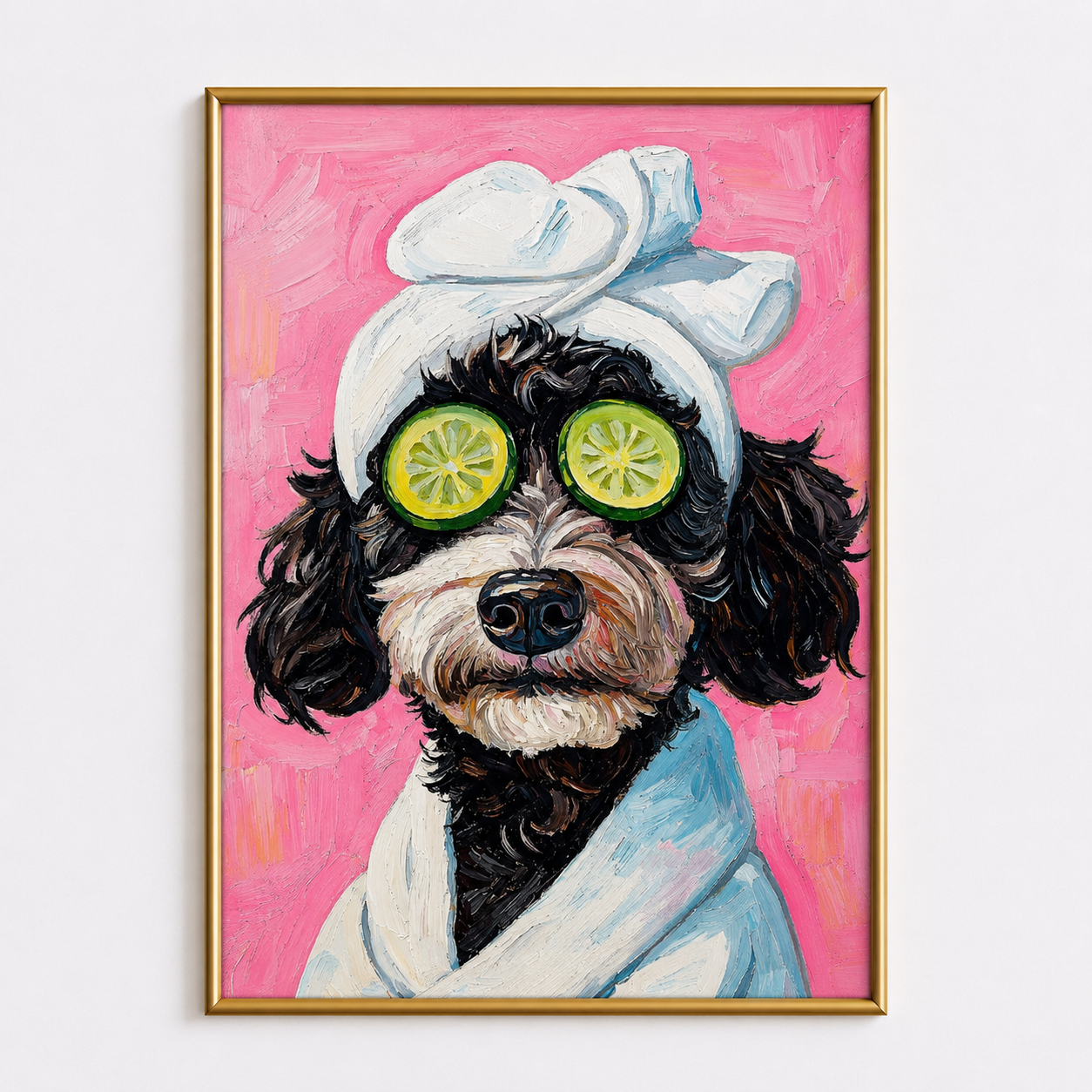 Spa Dog Portrait Poster – Funny Bathroom Wall Art