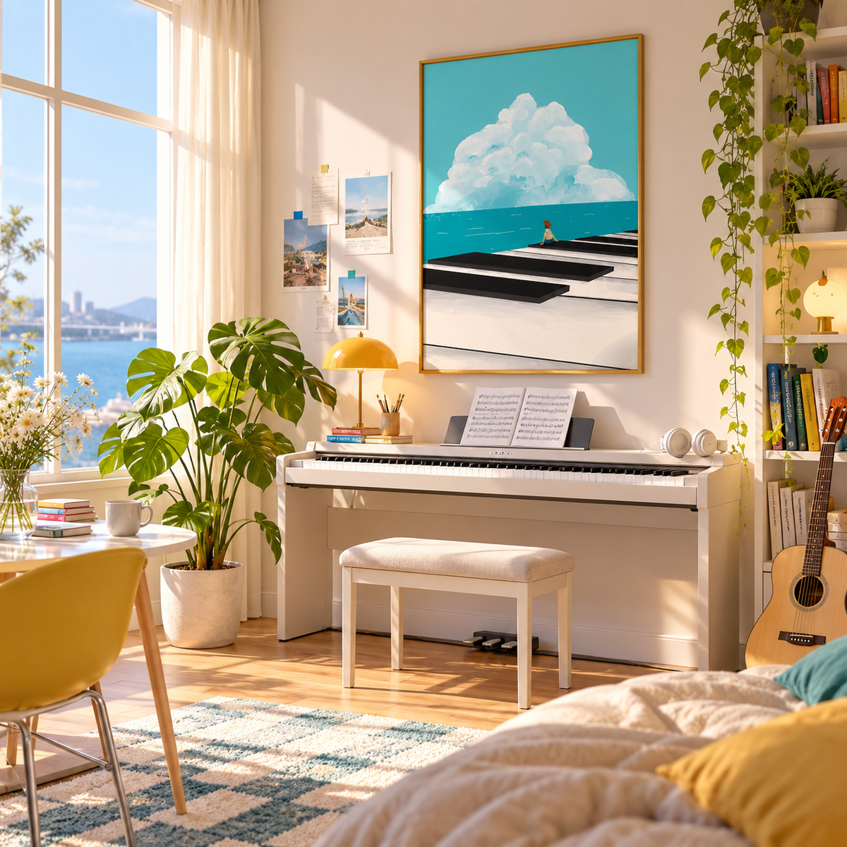 Keys to the Horizon Surreal Piano Art Poster