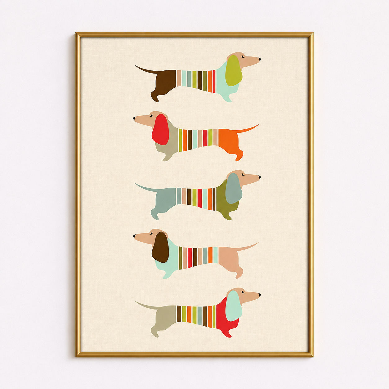 Colorful Dachshund Family Poster – Playful Dog Wall Art