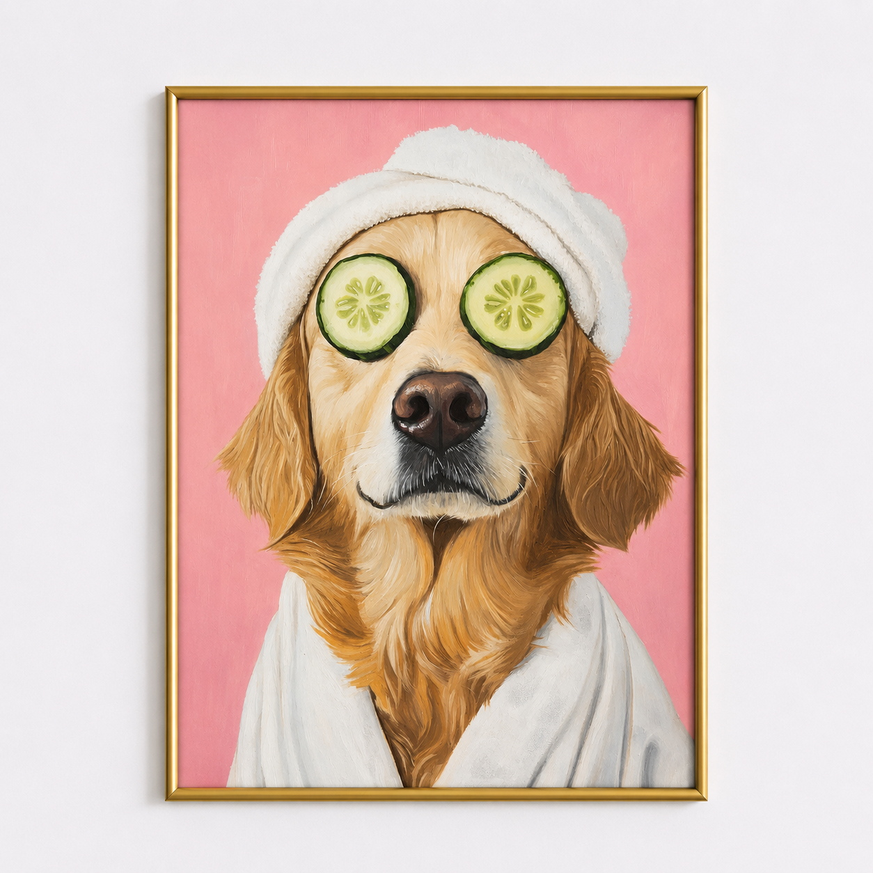 Golden Retriever Spa Poster – Cute Dog Bathroom Wall Art
