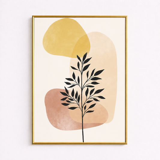Abstract Botanical Silhouette Poster – Scandinavian Boho Wall Art