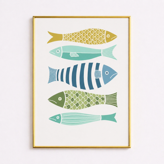Colorful Fish Parade – Scandinavian Ocean Wall Art Poster