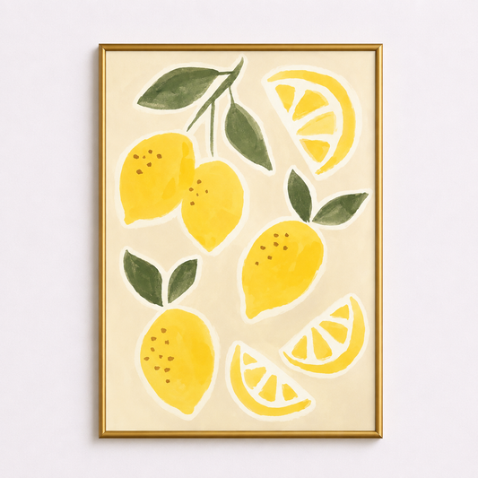 Lemon Harvest Poster – Mediterranean Citrus Wall Art
