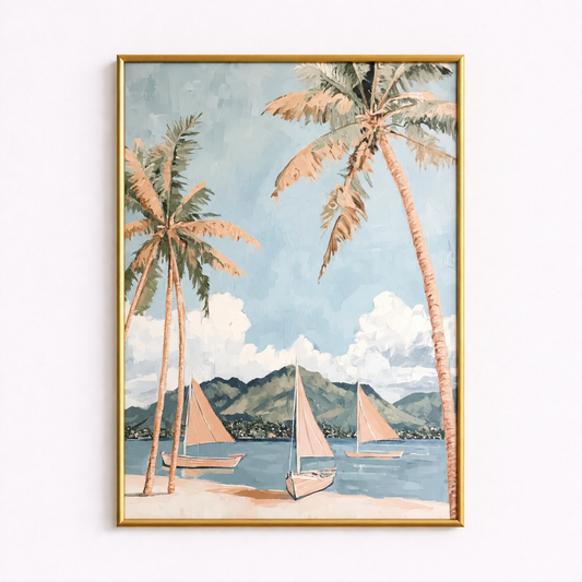 Sailing in Paradise Tropical Coastal Poster