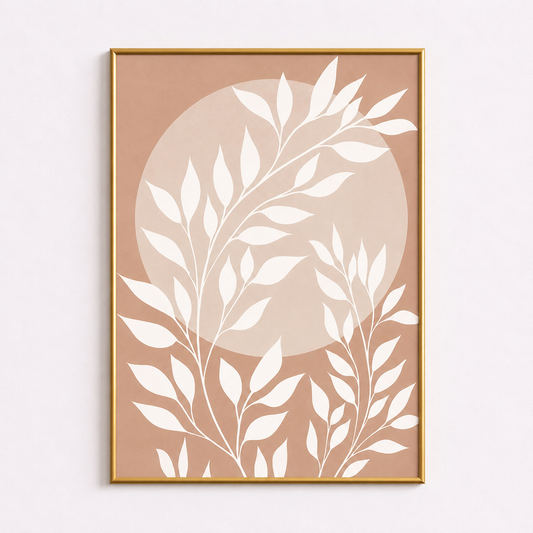 Blush Botanical Moon Poster – Scandinavian Boho Wall Art