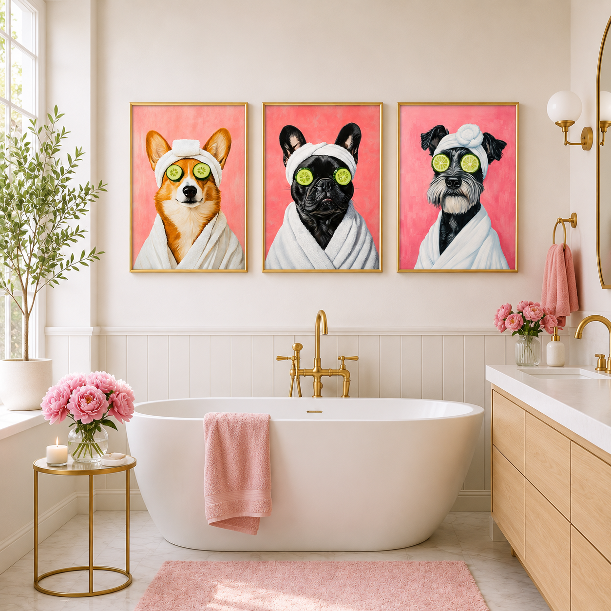 Schnauzer Spa Day Poster – Cute Dog Bathroom Wall Art