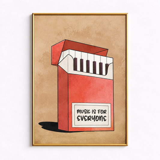 Music Is for Everyone Retro Piano Art Poster