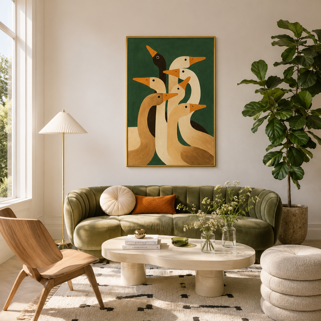 Gathering of Geese Poster – Scandinavian Bird Wall Art