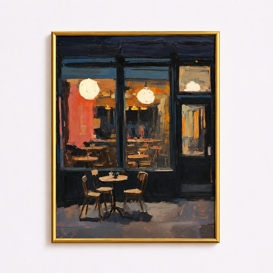 After Hours Café Poster – Moody Parisian Café Wall Art