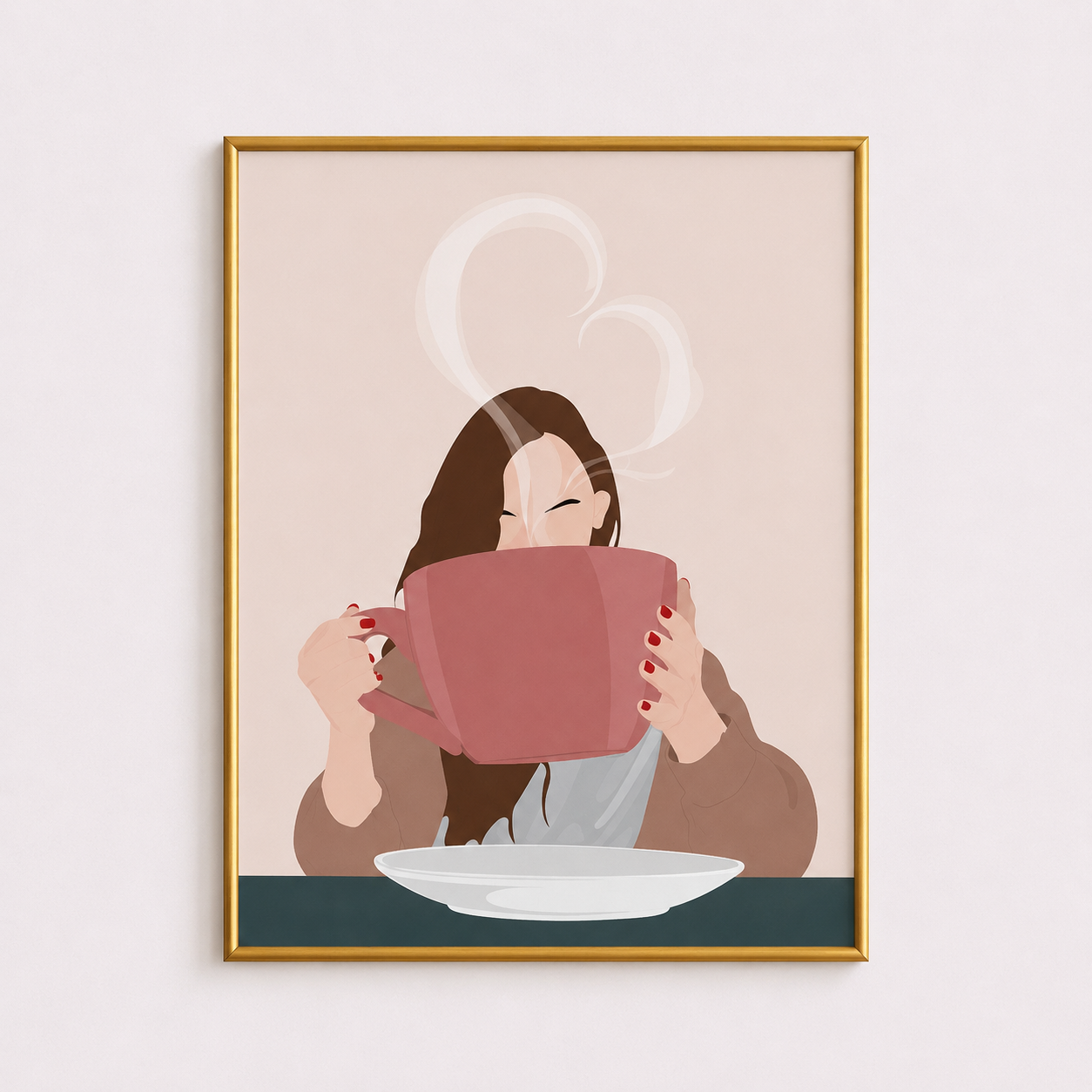 Cozy Coffee Moment Poster – Scandinavian Minimal Wall Art