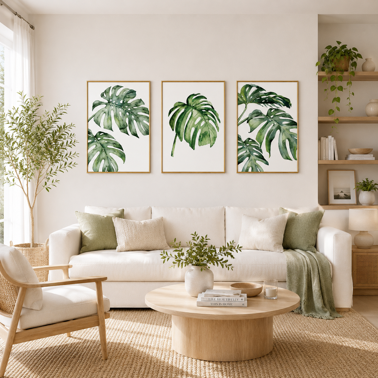 Minimal Watercolor Monstera Poster – Tropical Botanical Wall Art