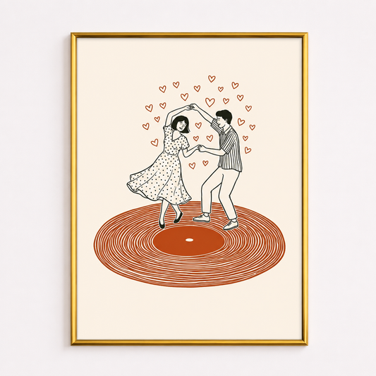 Dancing on Vinyl Poster – Romantic Music Wall Art