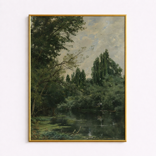 Whispering Forest Lake Poster – Vintage Landscape Wall Art