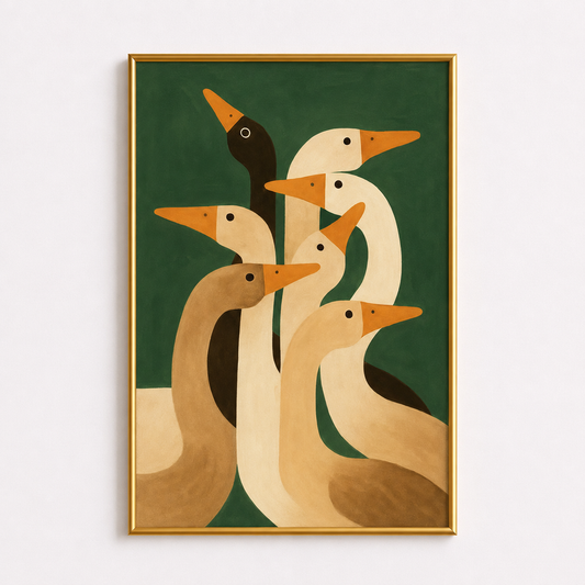 Gathering of Geese Poster – Scandinavian Bird Wall Art