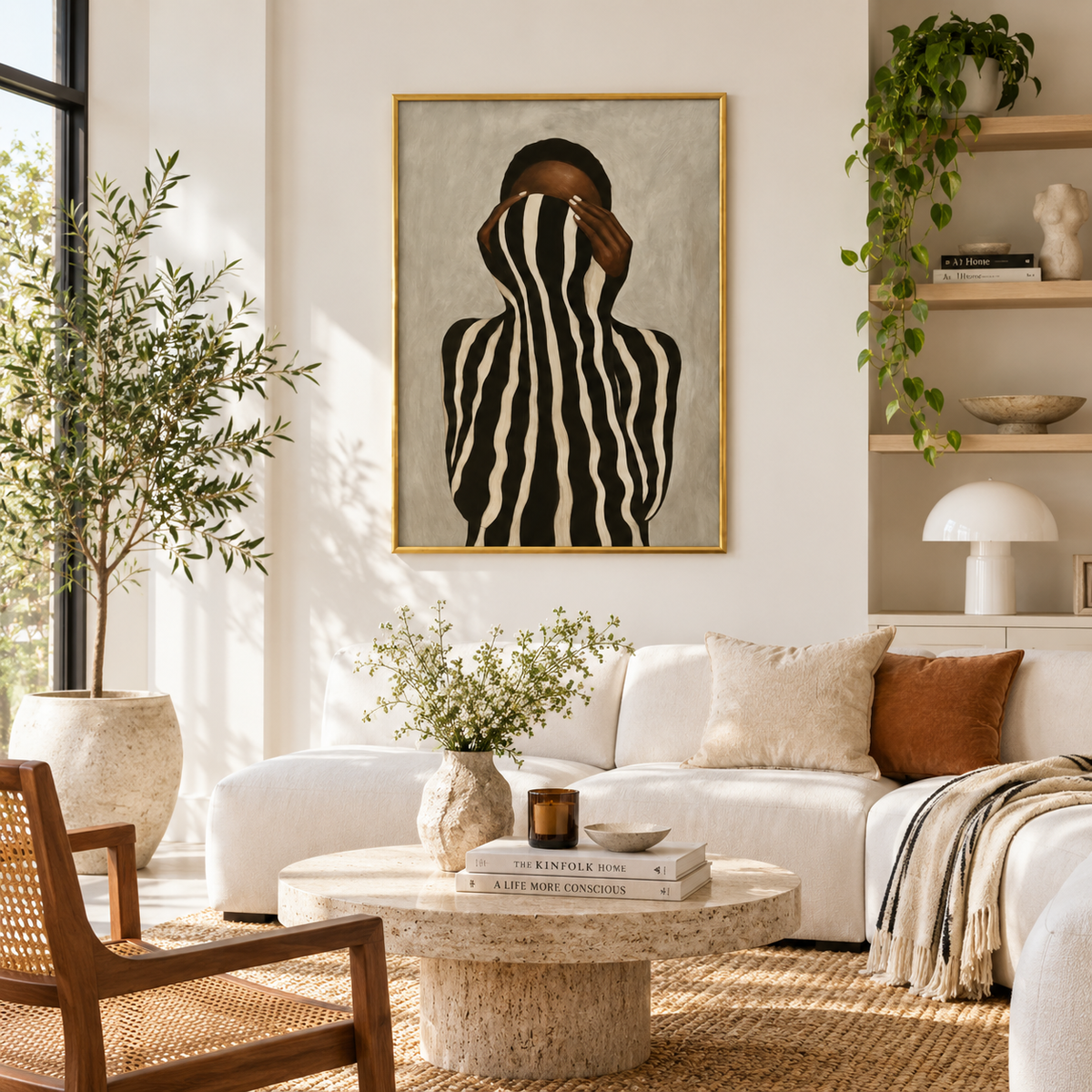 Hidden in Stripes Modern Figurative Art Poster