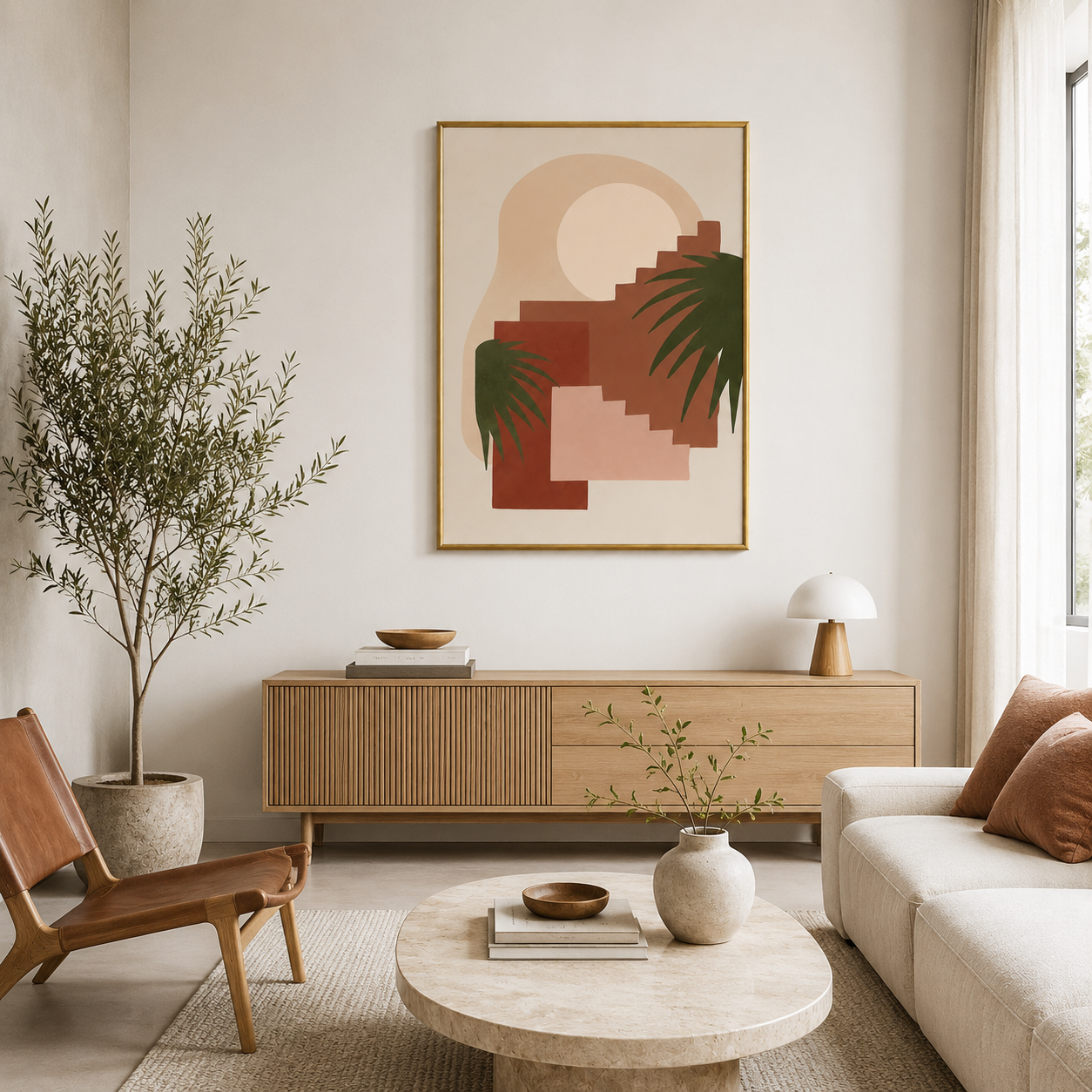 Desert Archway Palm Poster – Mediterranean Boho Wall Art