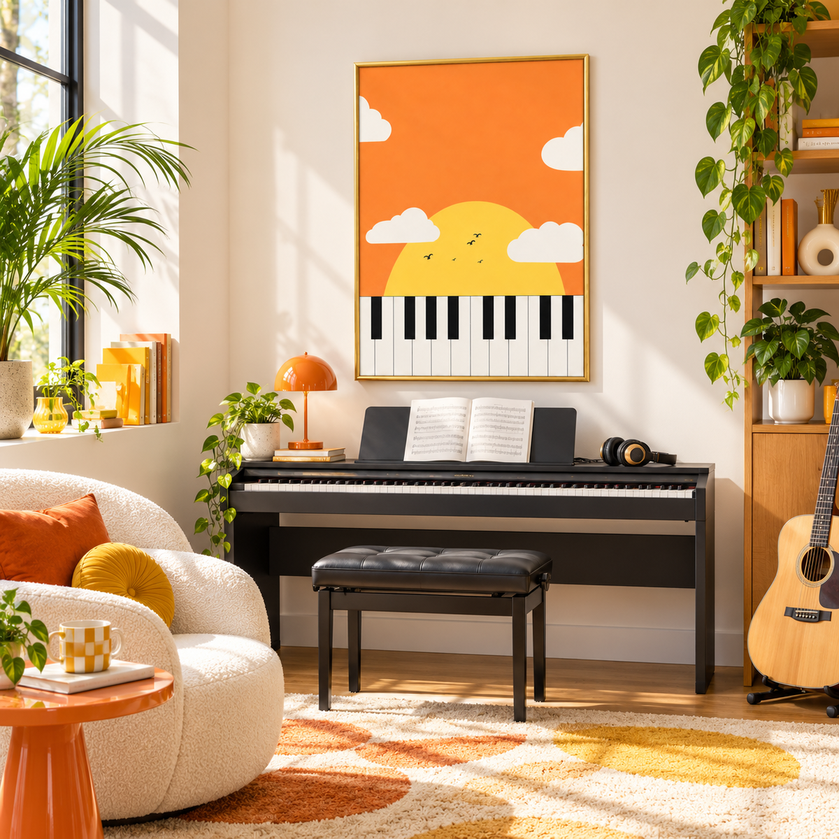 Sunset Sonata Piano Sunset Art Poster