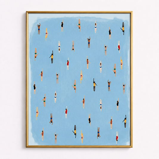 Summer Divers Poster – Minimalist Pool Wall Art