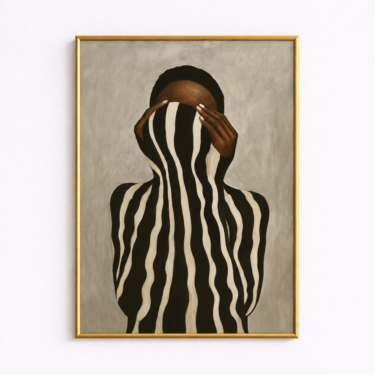 Hidden in Stripes Modern Figurative Art Poster