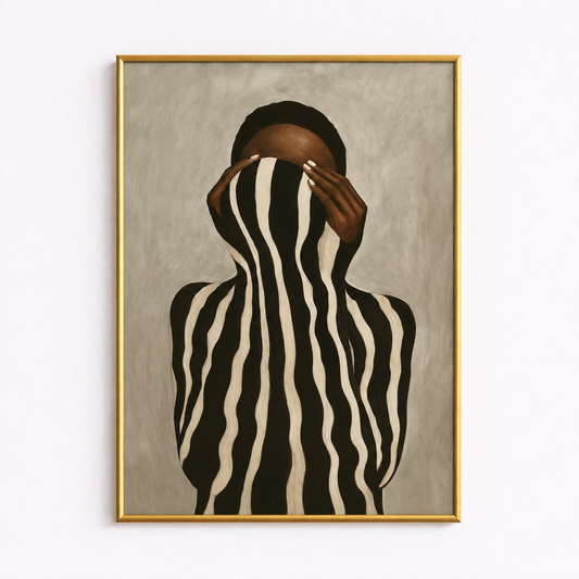 Hidden in Stripes Modern Figurative Art Poster