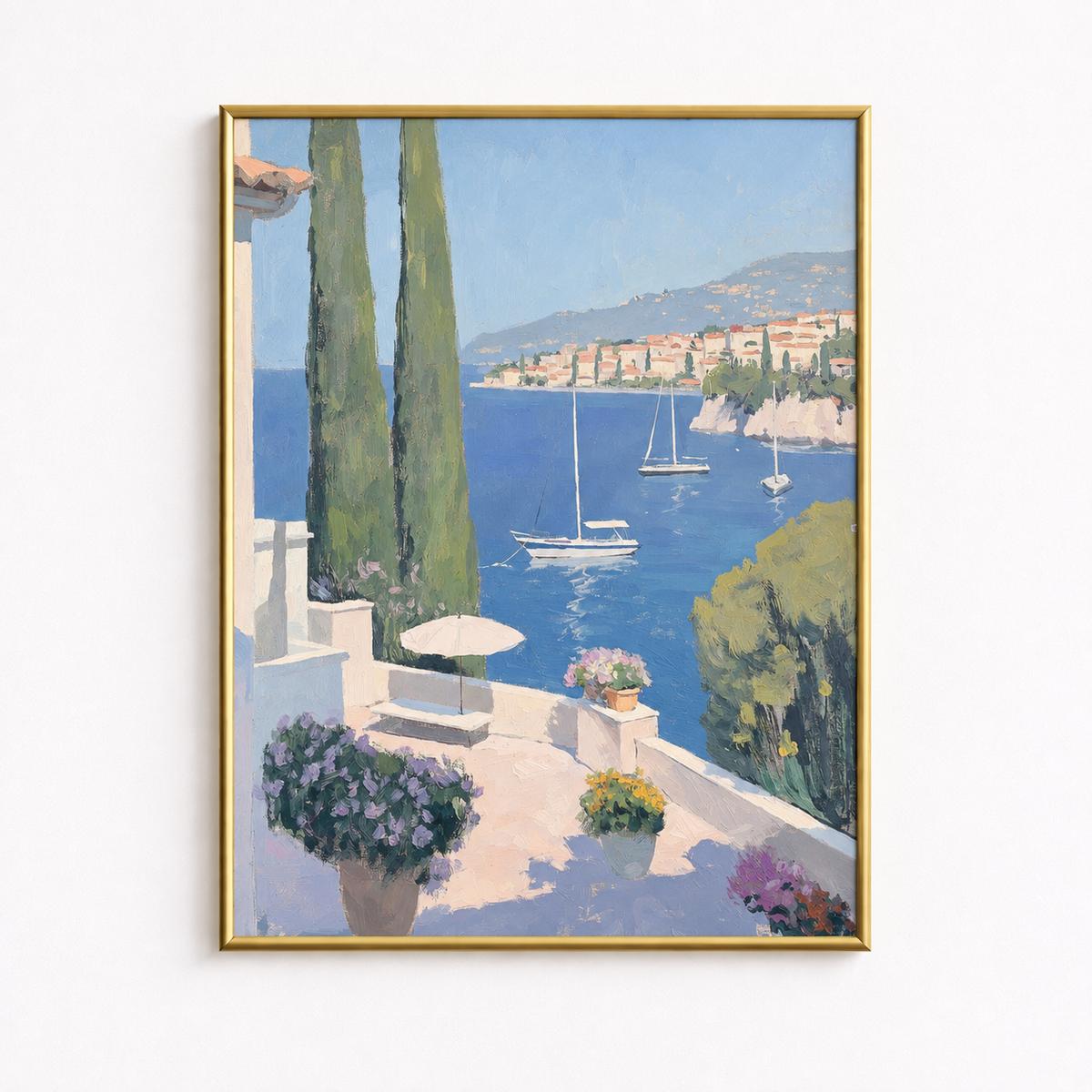 Riviera Afternoon Mediterranean Coastal Poster