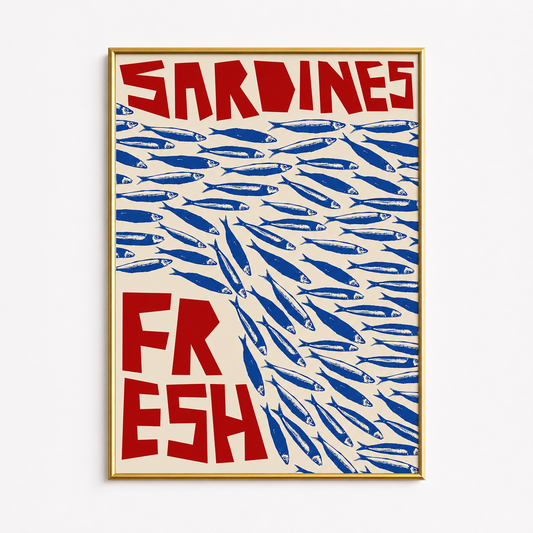 Sardines Fresh – Vintage Seafood Poster