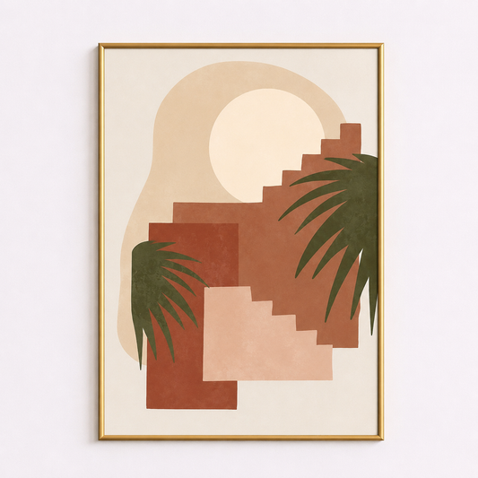 Desert Archway Palm Poster – Mediterranean Boho Wall Art