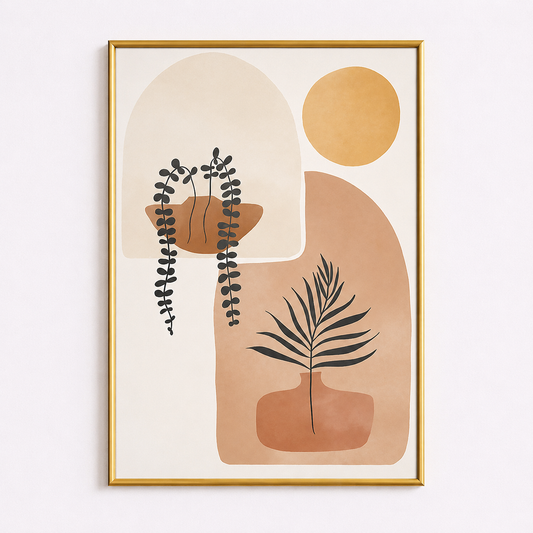 Abstract Botanical Arch Poster – Scandinavian Boho Wall Art