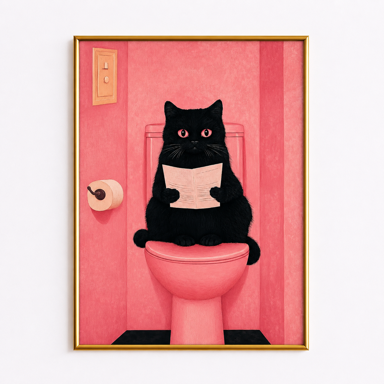 Black Cat Bathroom Poster – Funny Cat Toilet Wall Art