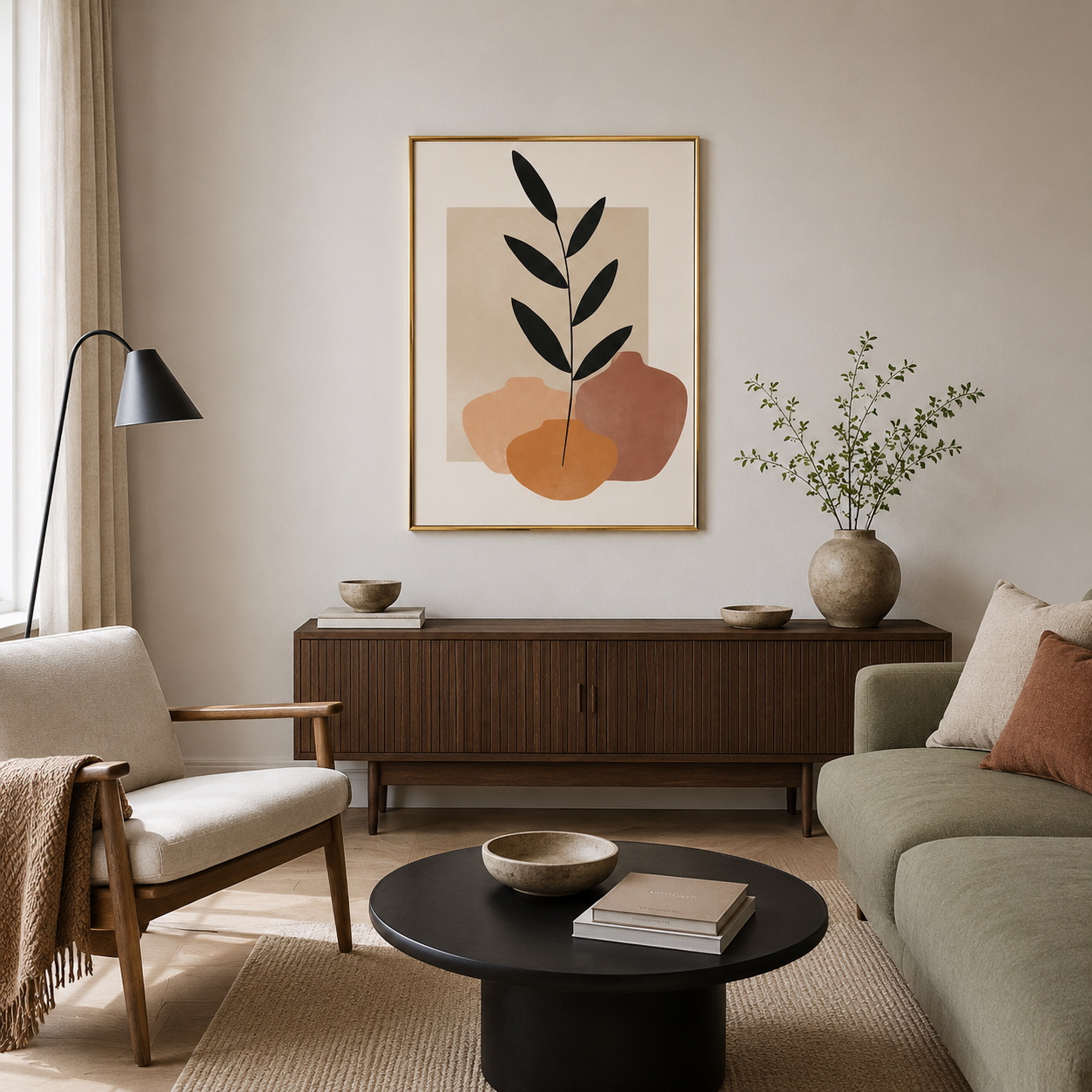 Minimal Botanical Shapes Poster – Scandinavian Boho Wall Art